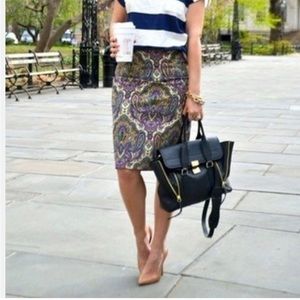 Crew No. 2 Pencil Skirt in Royal Paisley - Size 0